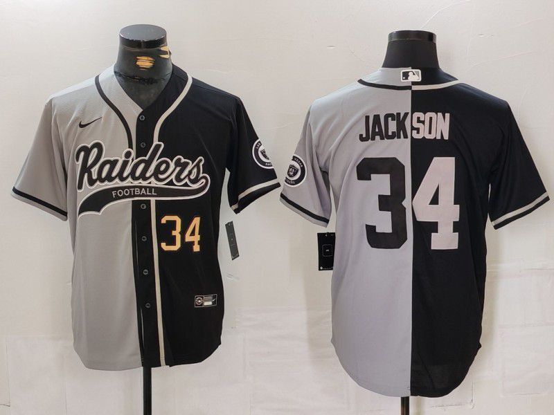 Men Oakland Raiders #34 Jackson Black grey Joint Name 2024 Nike Limited NFL Jersey style 2->oakland raiders->NFL Jersey